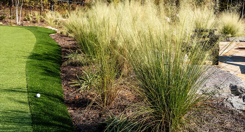 A backyard landscaping project built by R&R Landscaping