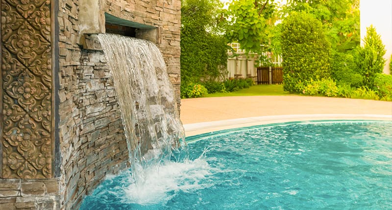 A waterfall pool built by R&R Landscaping
